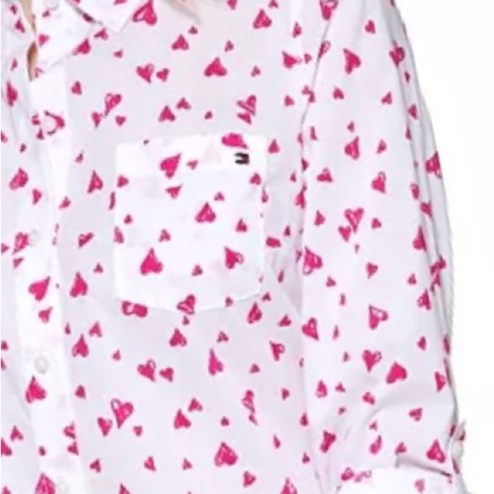Tommy Hilfiger Flutter Hearts Button Down Blouse (NWT) (Size: Medium) - Picture 4 of 9